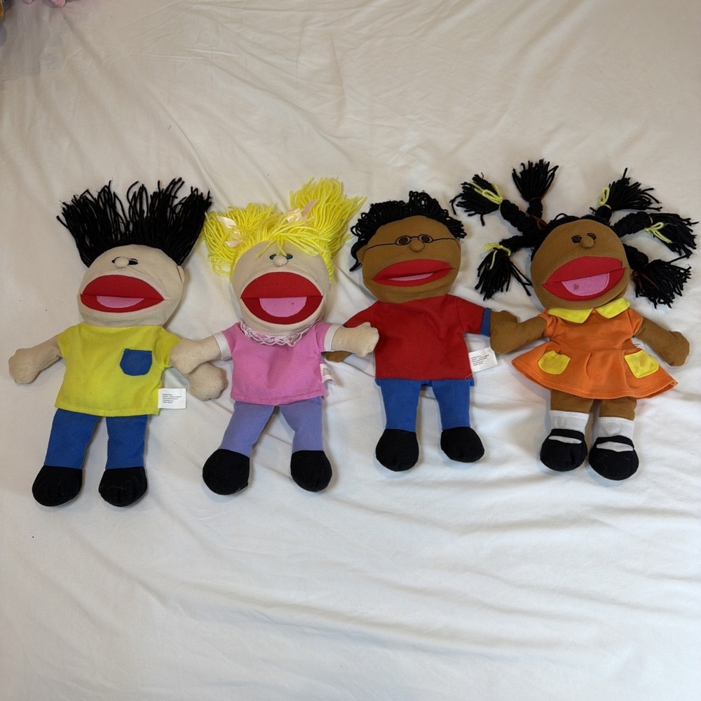 Oriental Trading 14" Hand Puppets Happy Kids Diversity Collection Lot of 4